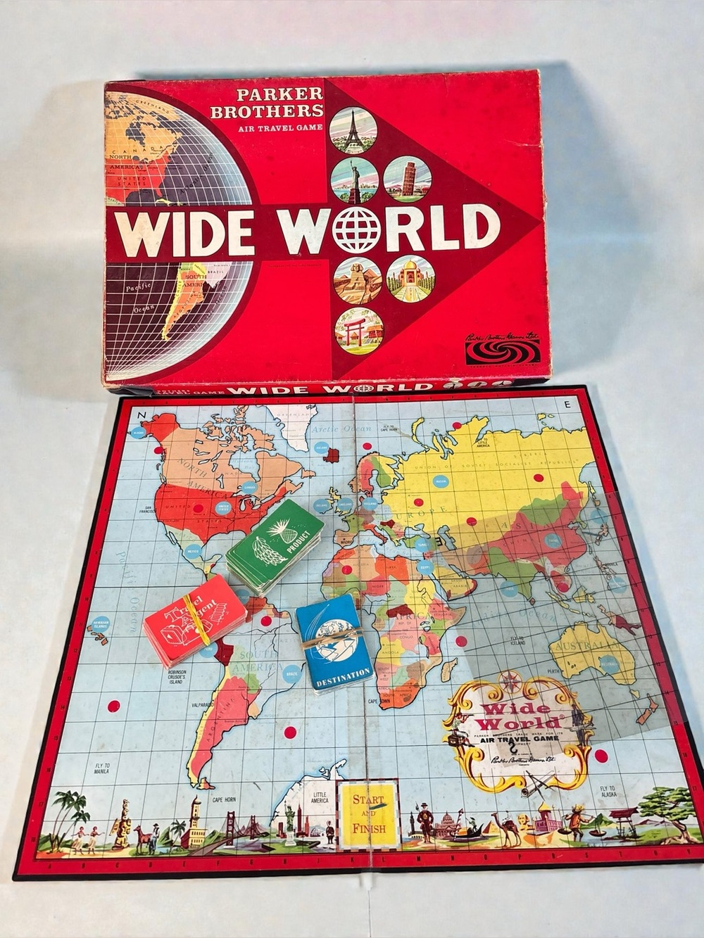 Vintage Parker Brothers Wide World Air Travel Board Game